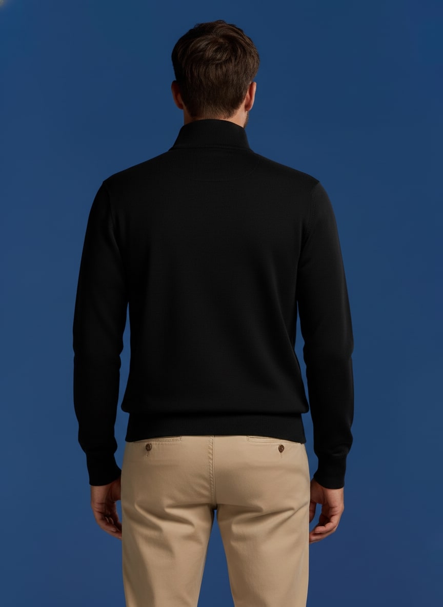 BOXR | Felpa con Mezza Zip in Bambù – Nero