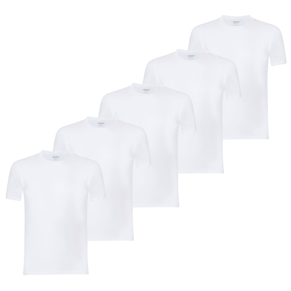 BOXR | T-Shirt Casual in Bambù - Confezione da 5 - Bianco