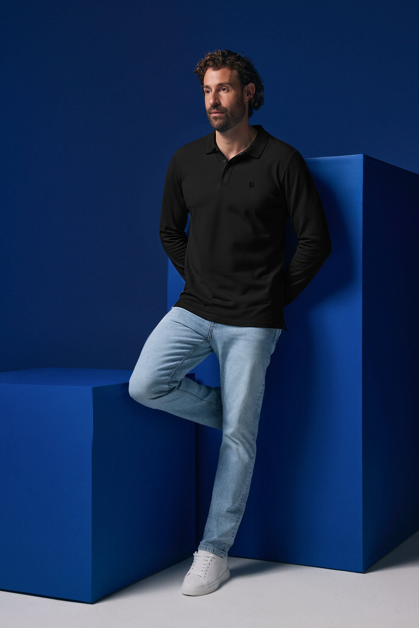 BOXR | Polo a Maniche Lunghe in Bambù – Confezione da 2 – Nero