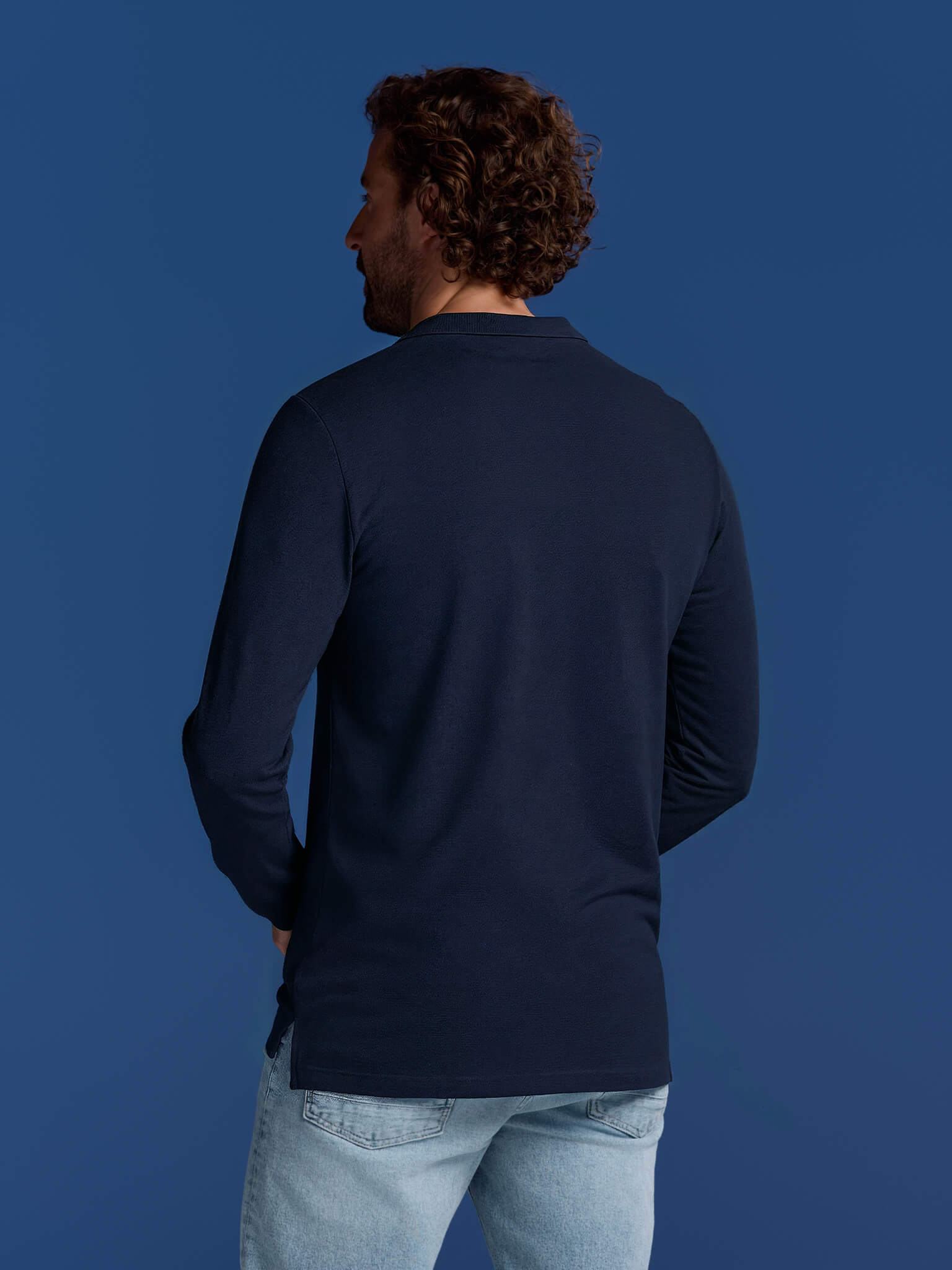BOXR | Polo a Maniche Lunghe in Bambù – Blu Marino