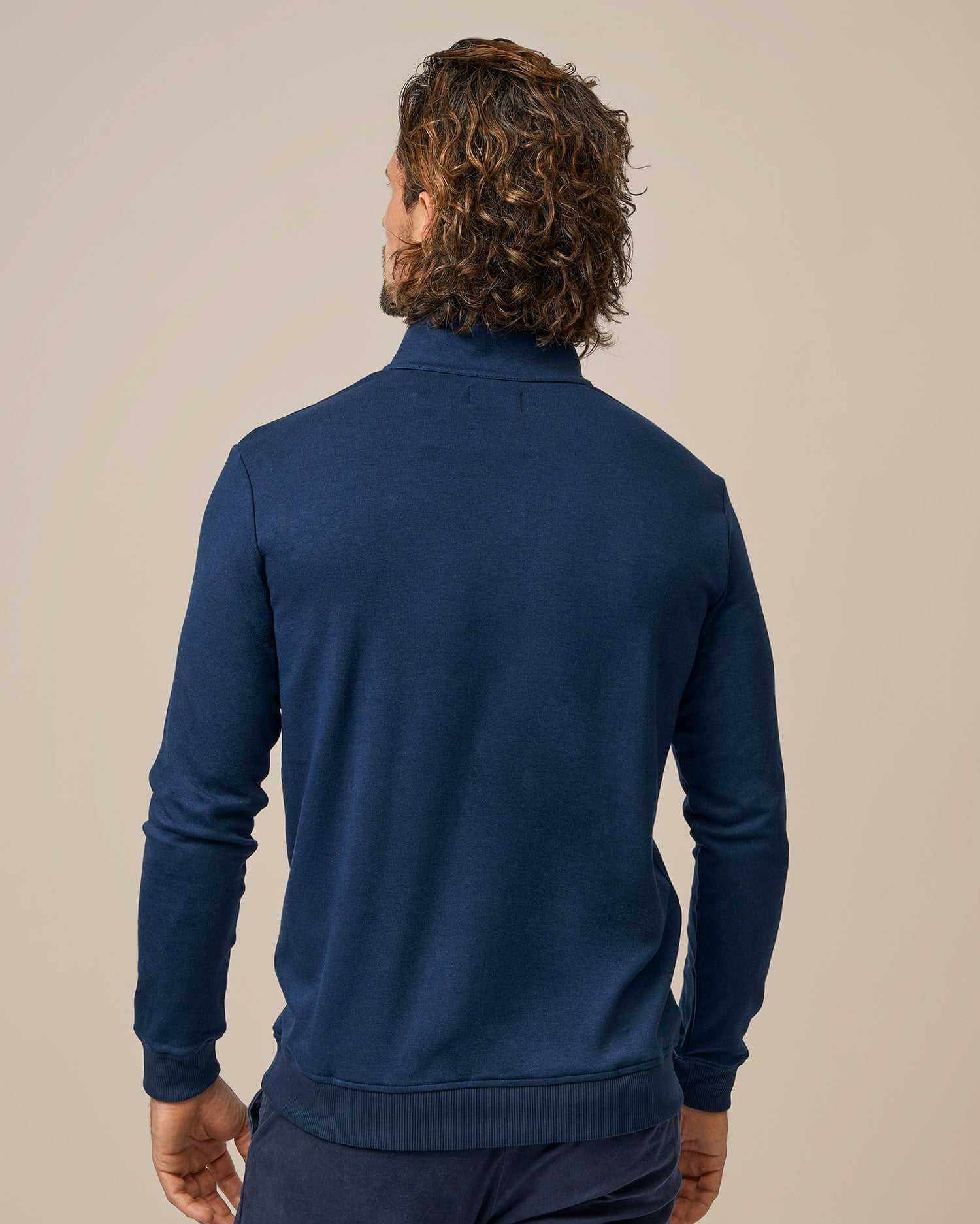 BOXR | Felpa con Mezza Zip in Bambù – Blu Navy