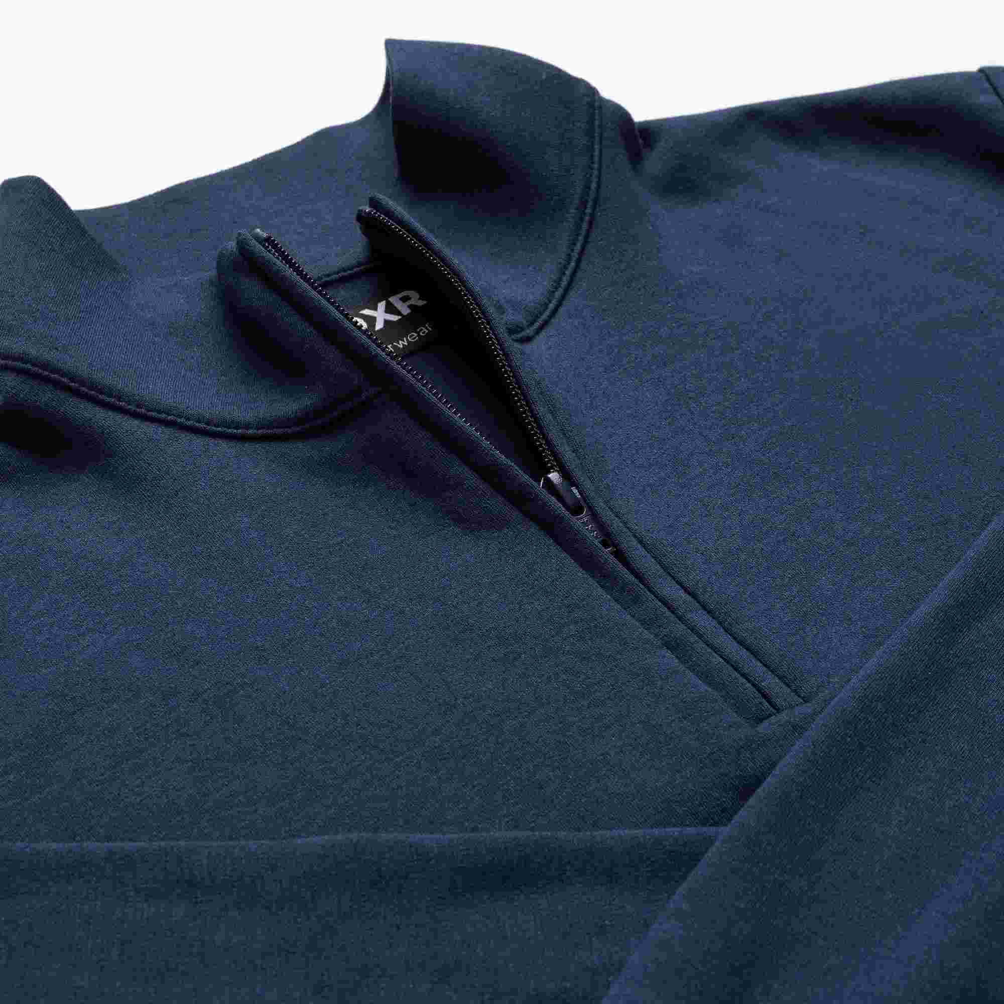 BOXR | Felpa con Mezza Zip in Bambù – Blu Navy