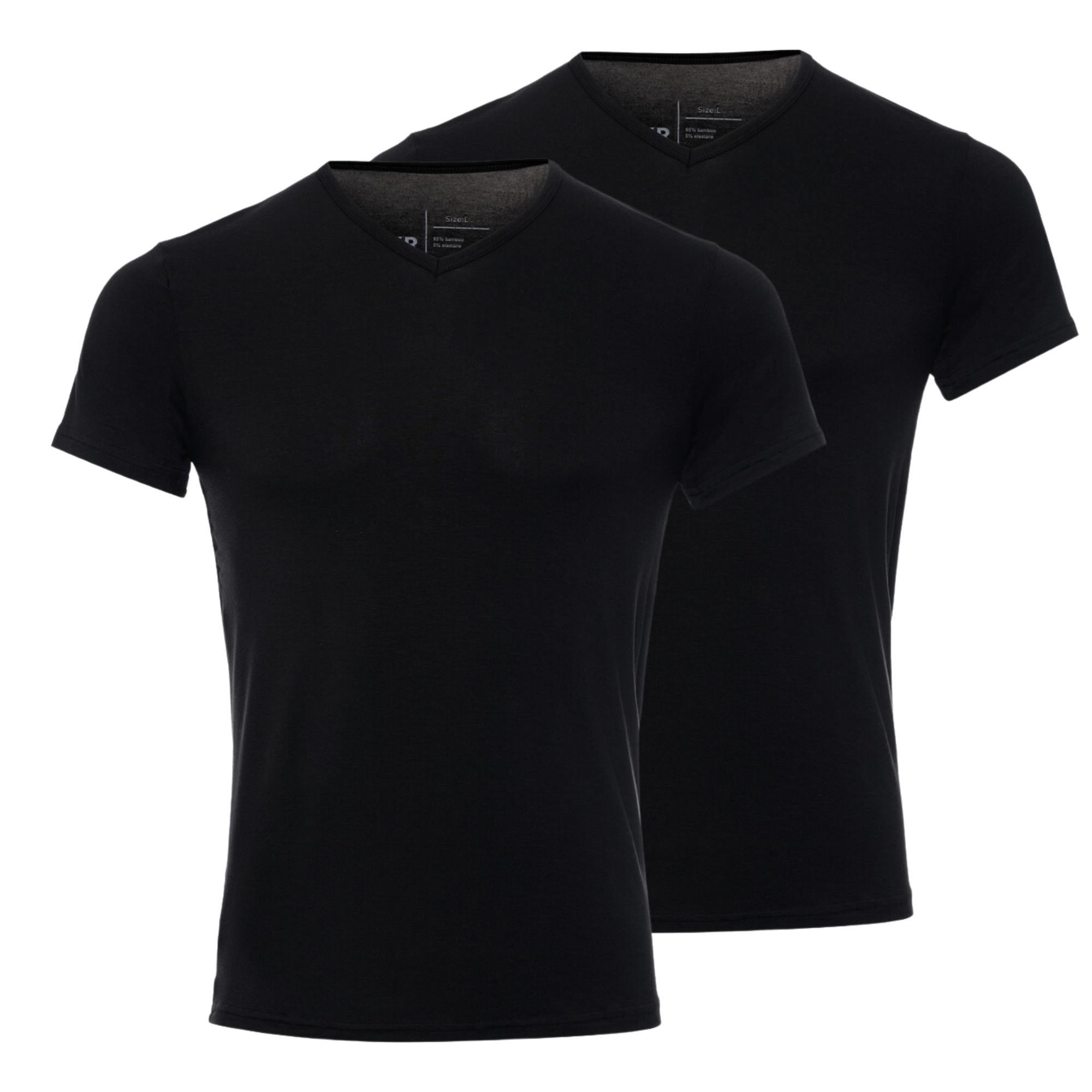 BOXR | Maglia Intima con Scollo a V in Bambù - Confezione da 2 - Nero