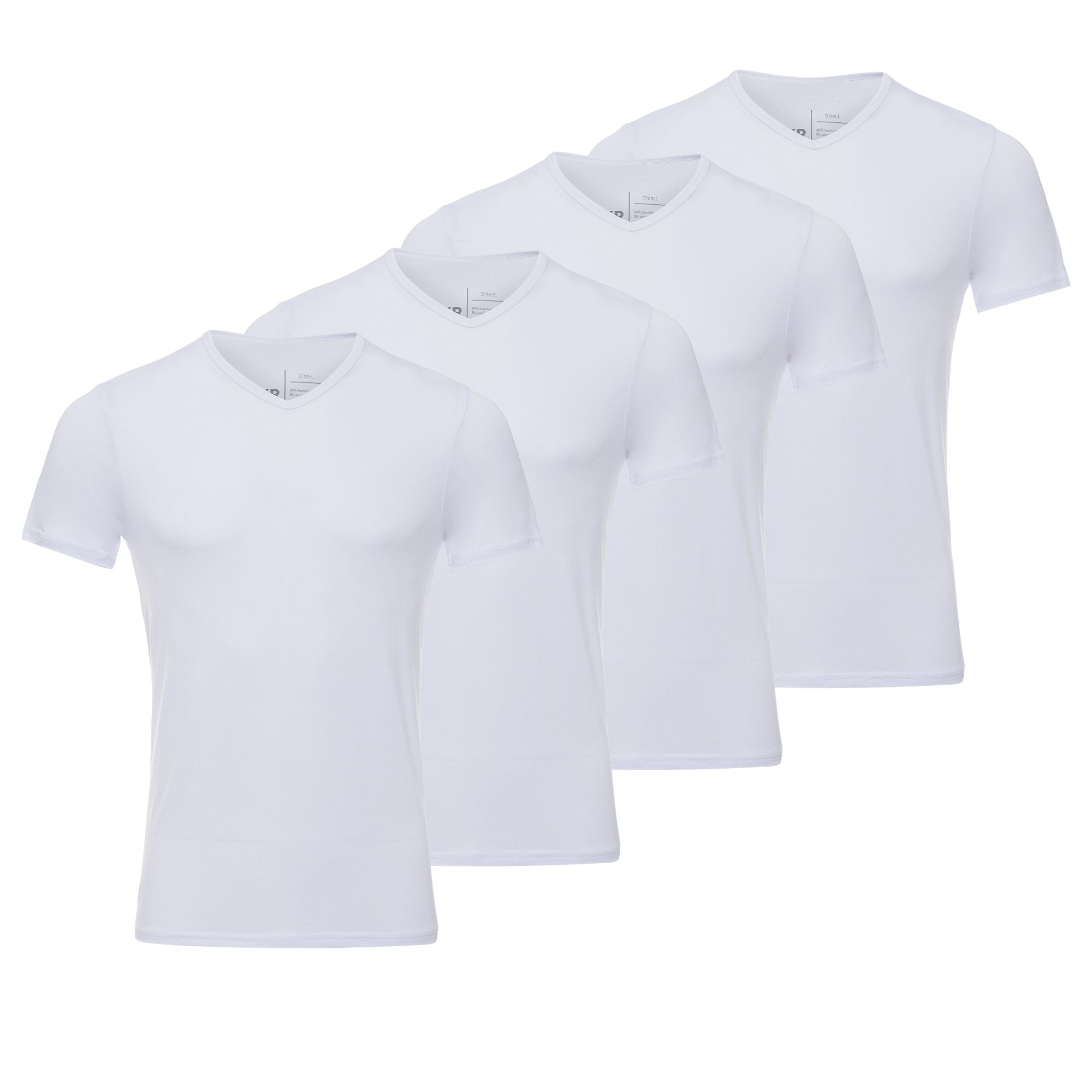 BOXR | Maglia Intima con Scollo a V in Bambù - Confezione da 4 - Bianco
