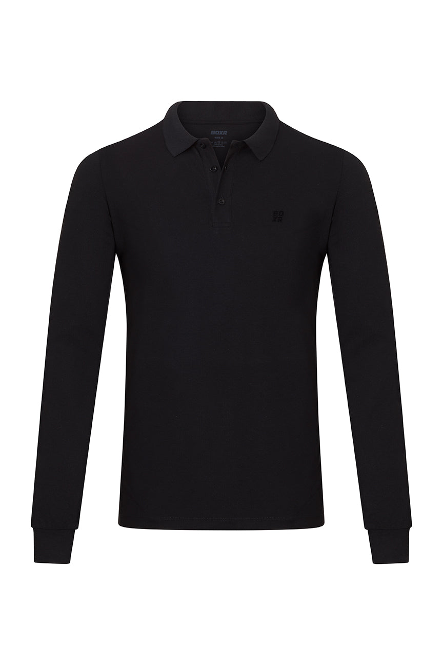 BOXR | Polo a Maniche Lunghe in Bambù – Nero