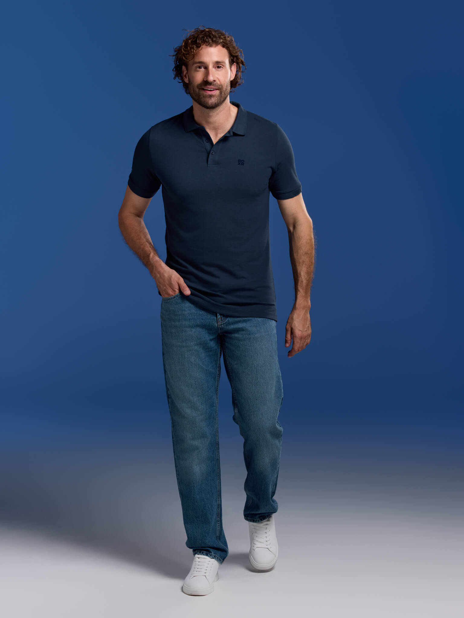 BOXR | Polo in Bambù Confezione da 2 Blu Navy & Azzurro Melange