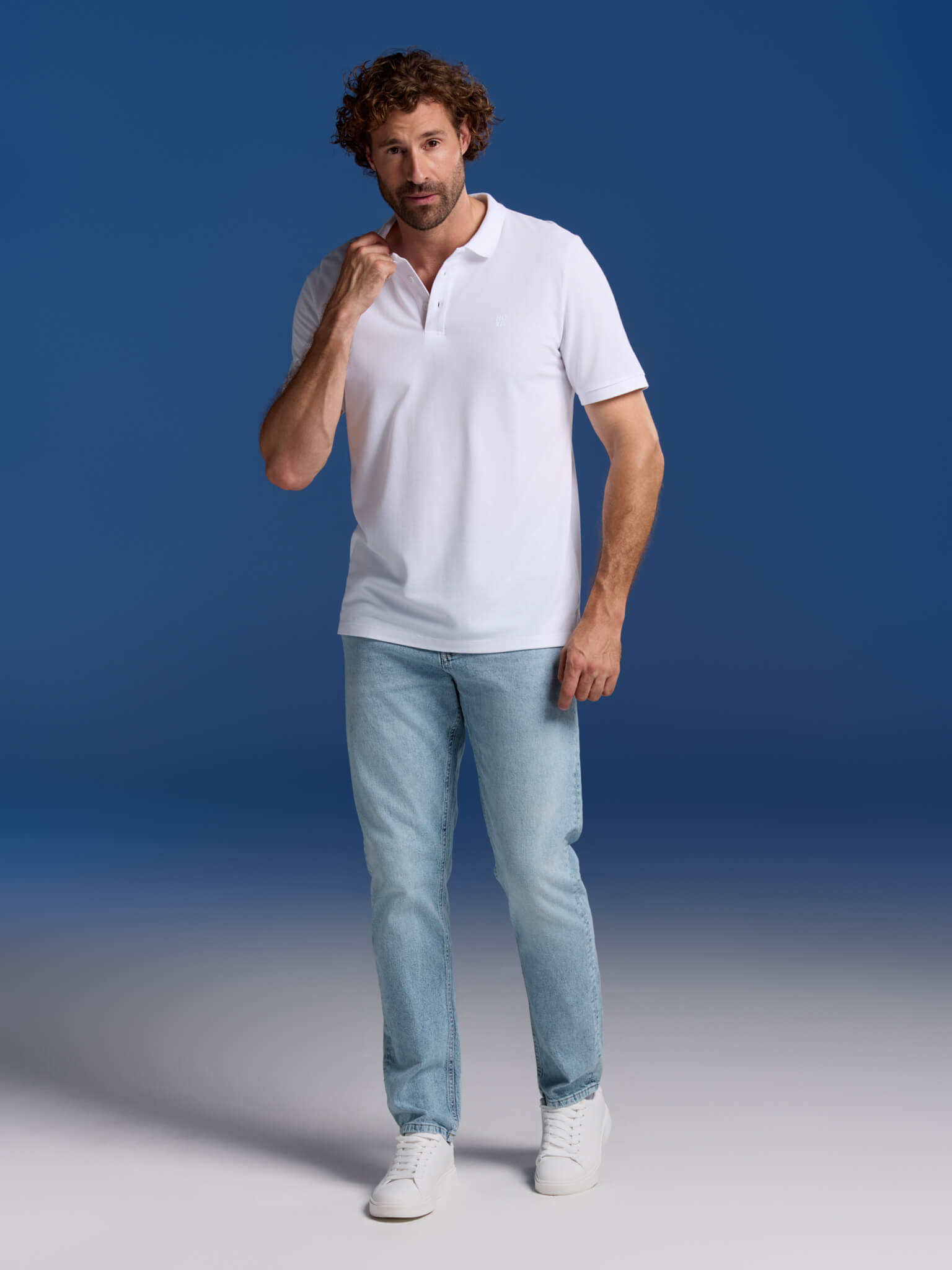BOXR | Polo in Bambù Confezione da 2 Azzurro Melange & Bianca