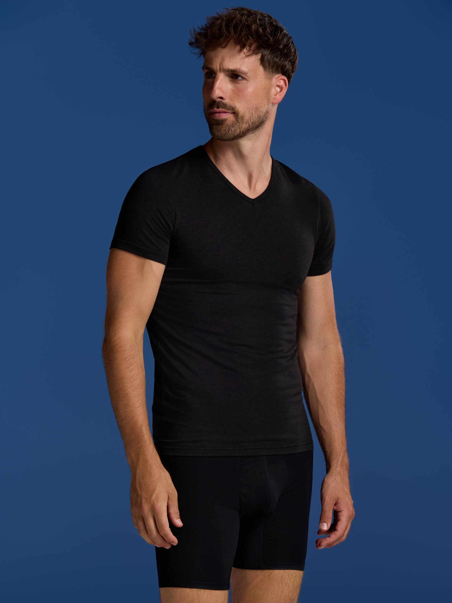 BOXR | Maglia Intima con Scollo a V in Bambù - Confezione da 4 - Nero