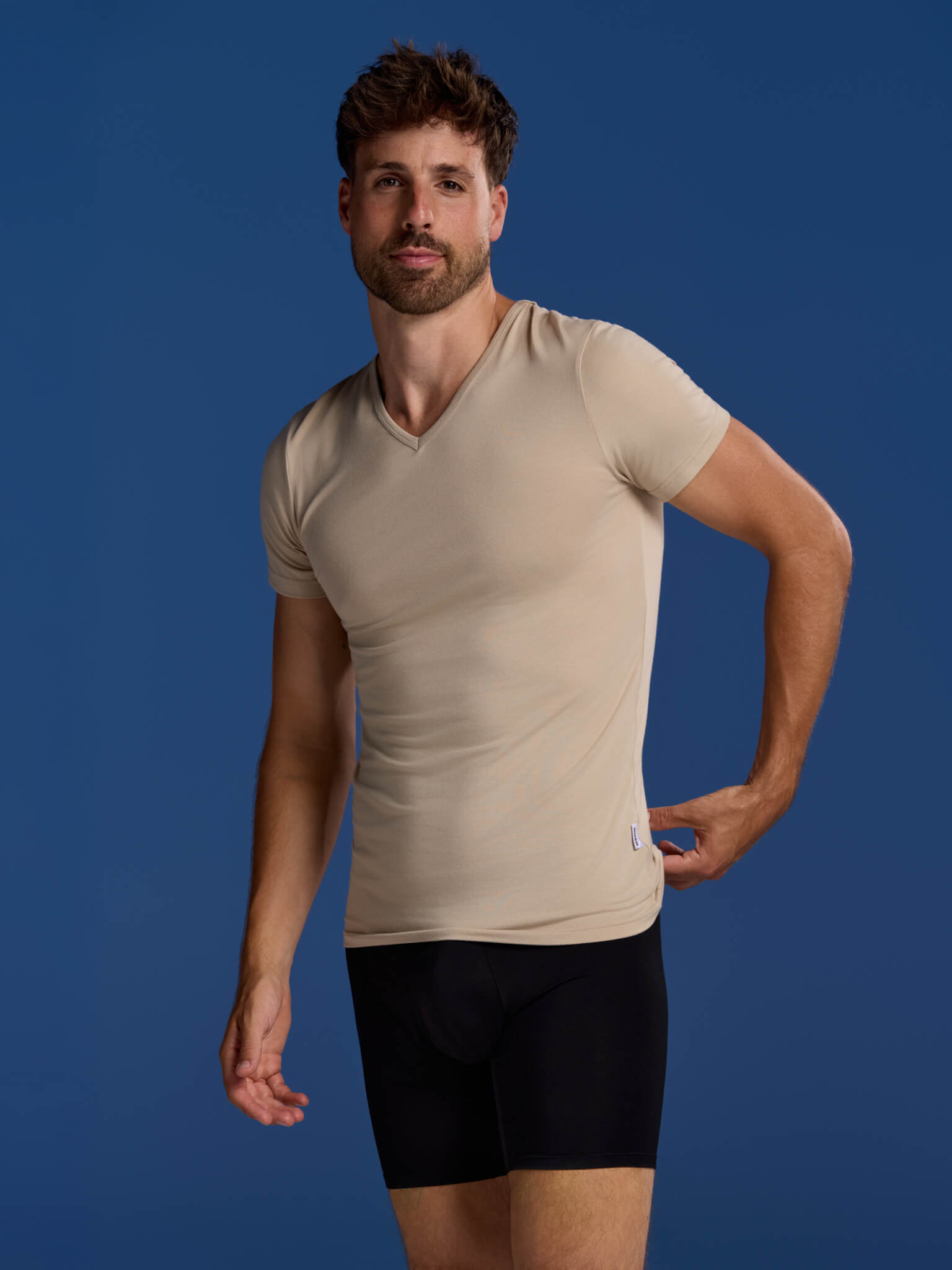 BOXR | Maglia Intima con Scollo a V in Bambù - Confezione da 4 - Beige Kaki