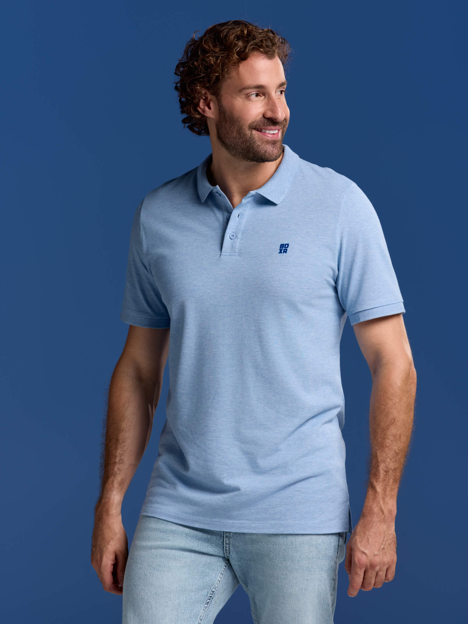 BOXR | Polo in Bambù Confezione da 2 Azzurro Melange & Bianca