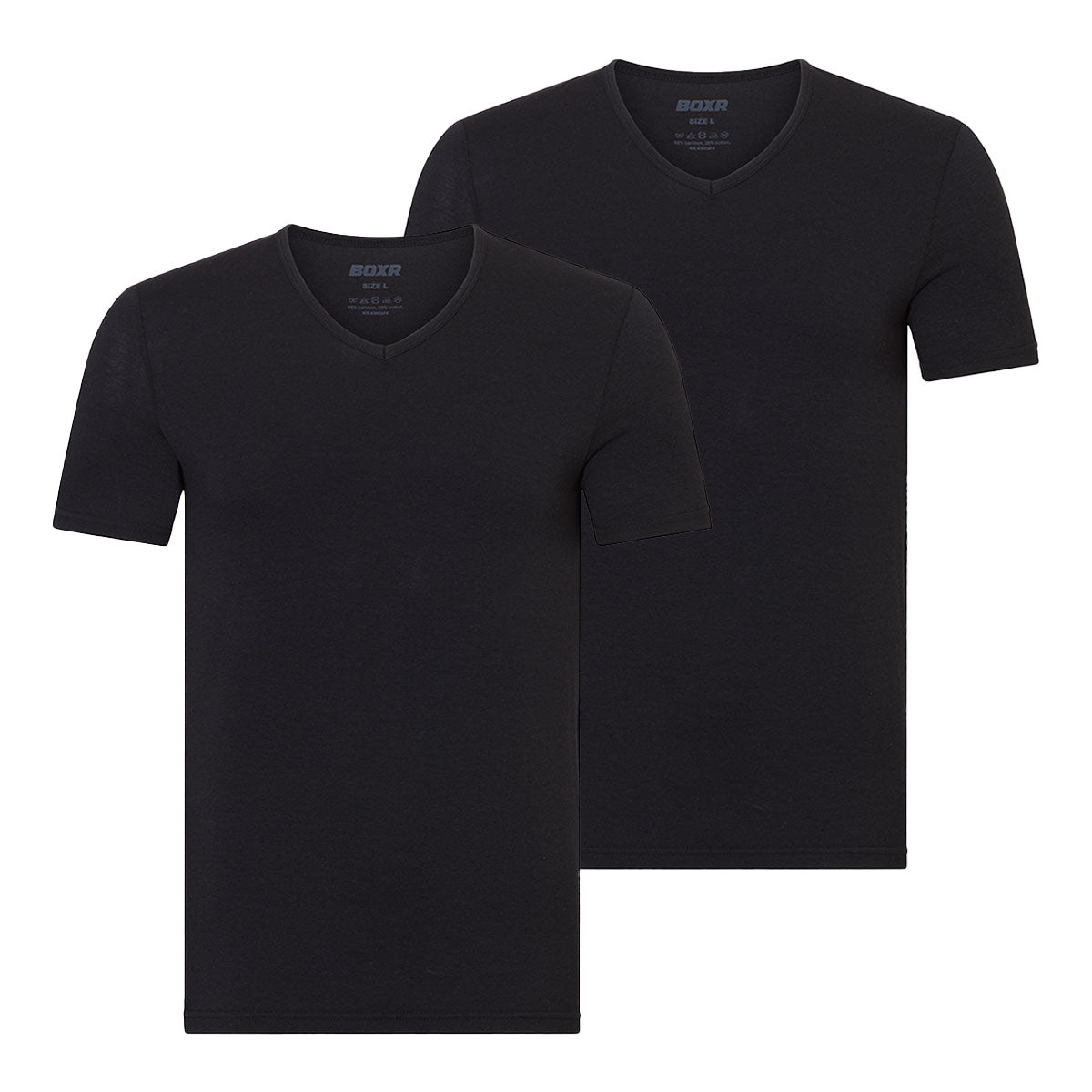BOXR | Maglia Intima con Scollo a V in Bambù - Confezione da 2 - Nero