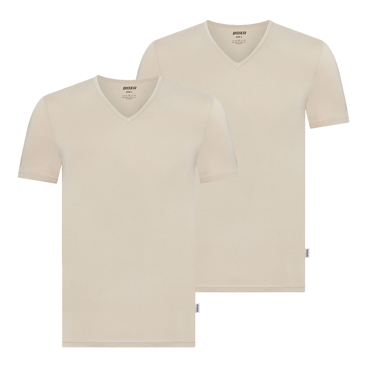 BOXR | Maglia Intima con Scollo a V in Bambù - Confezione da 2 - Beige Kaki