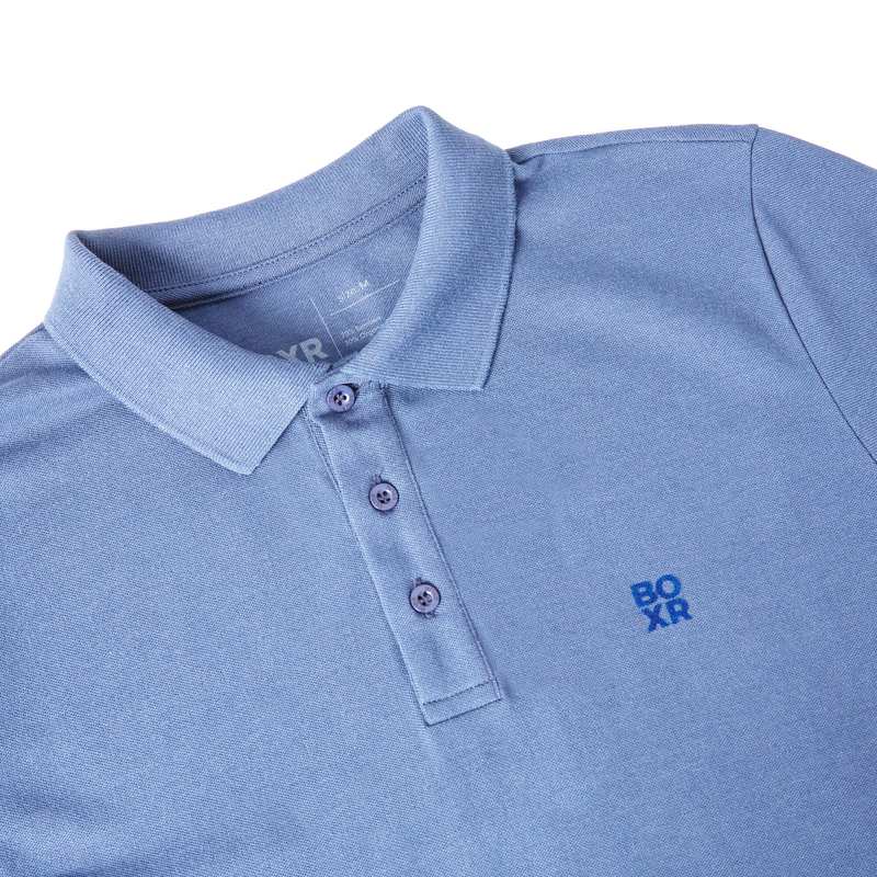 BOXR | Polo in Bambù Confezione da 2 Azzurro Melange & Bianca