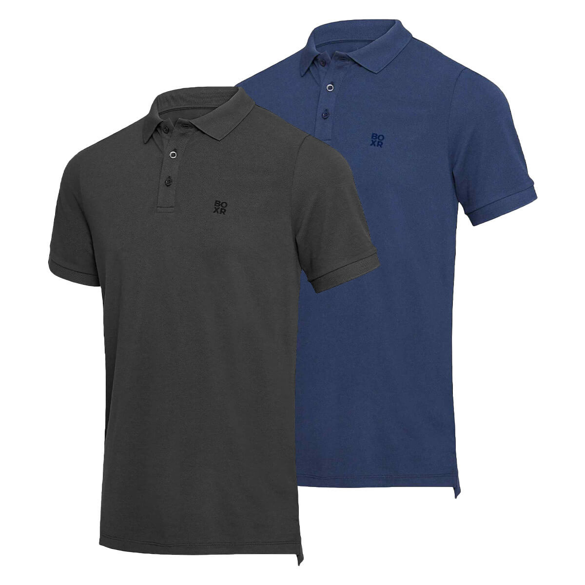BOXR | Polo in Bambù Confezione da 2 Nero & Blu Navy