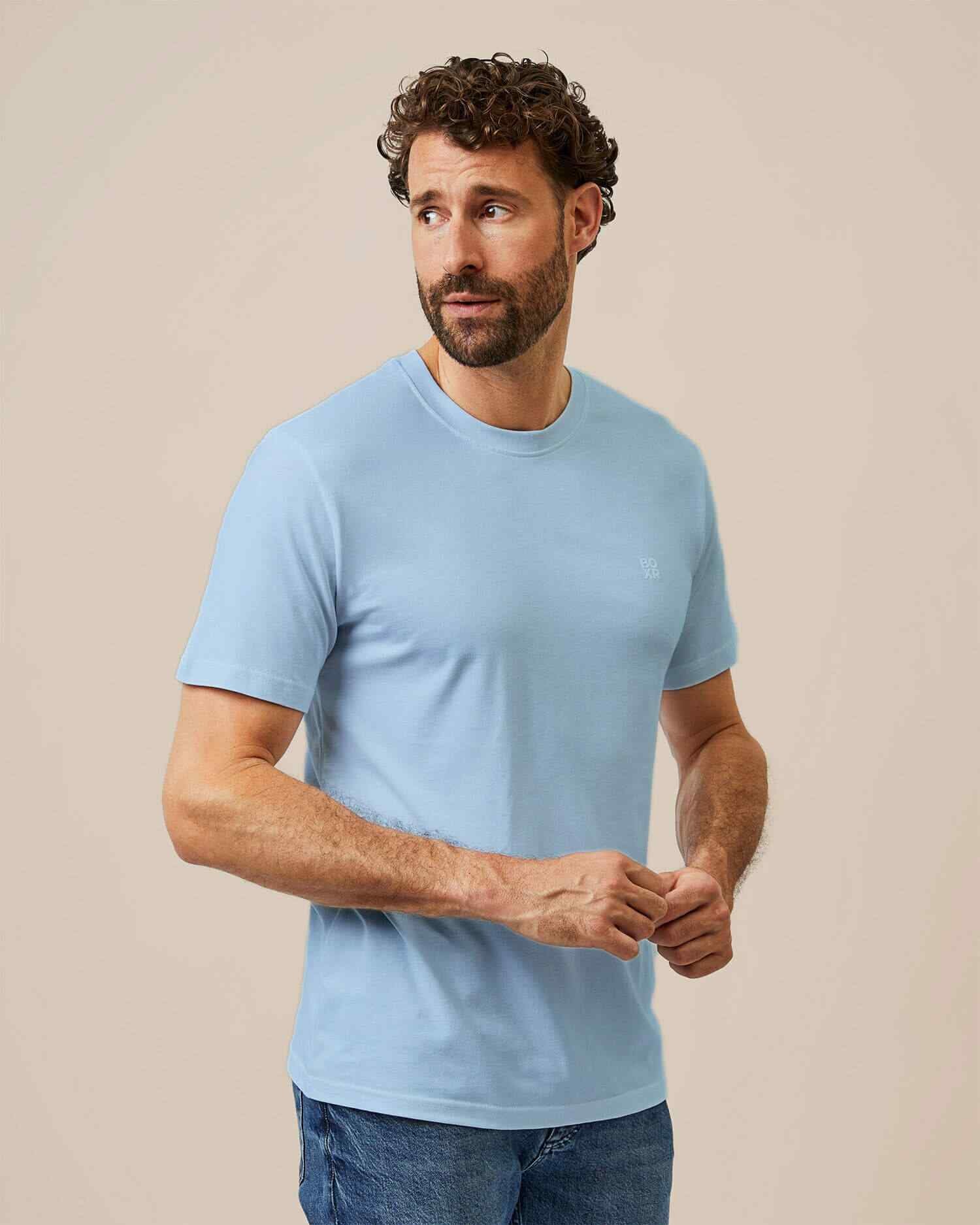BOXR | T-Shirt Casual in Bambù - Confezione da 10 - Azzurro Chiaro