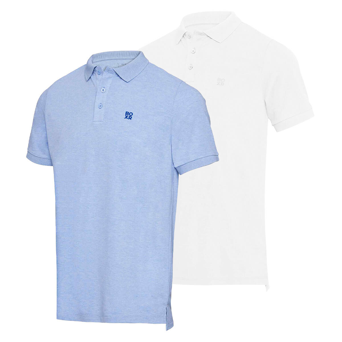 BOXR | Polo in Bambù Confezione da 2 Azzurro Melange & Bianca