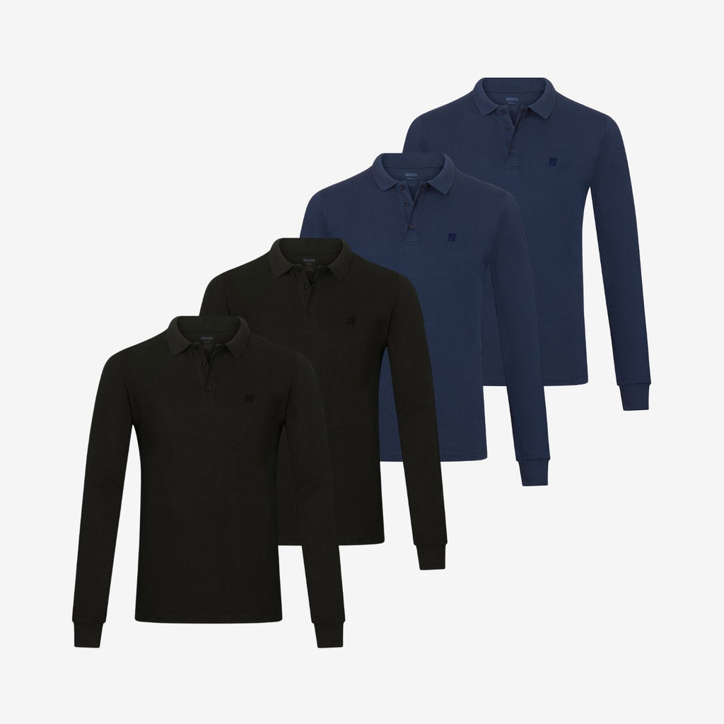 Polo a maniche lunghe in Bambù pack da 4