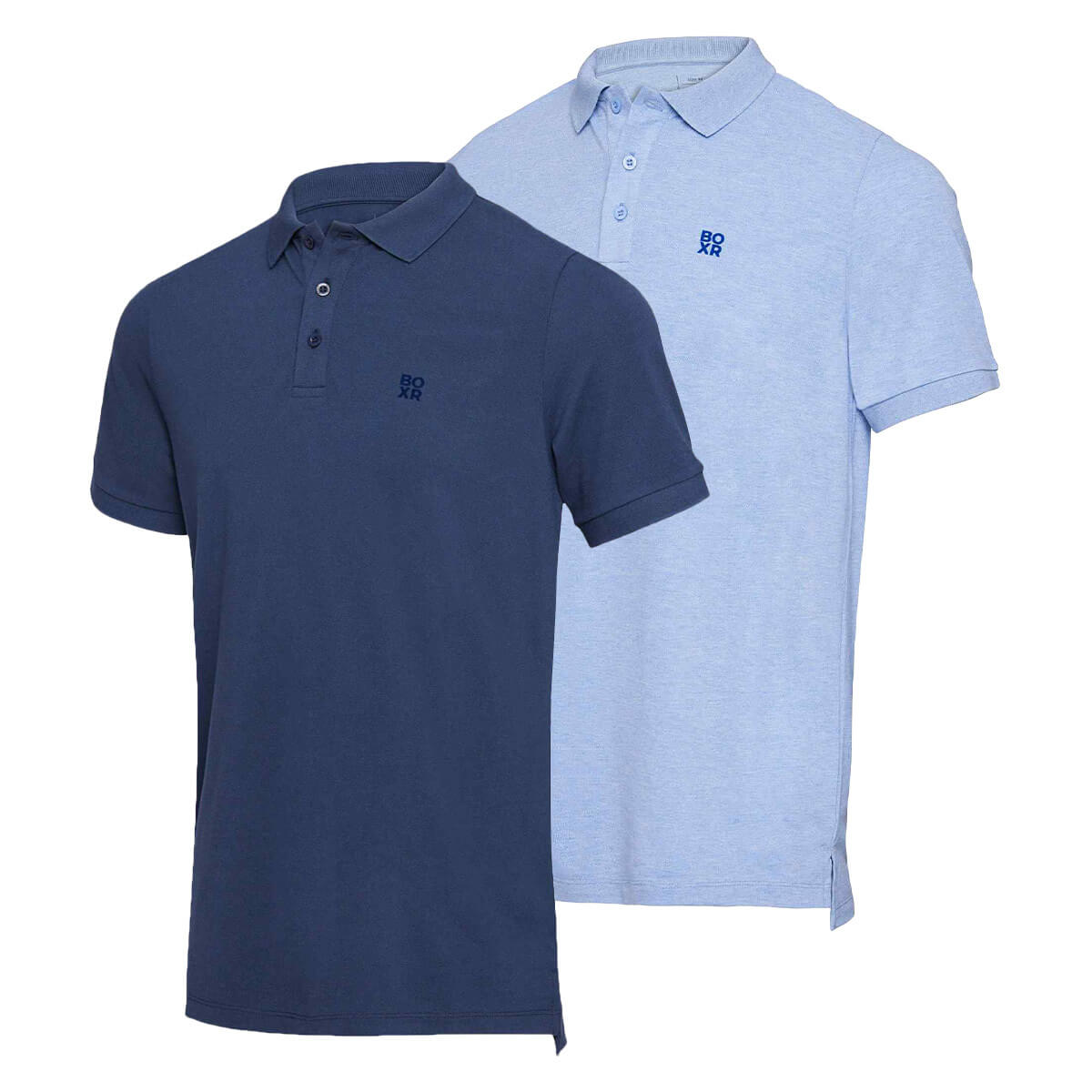 BOXR | Polo in Bambù Confezione da 2 Blu Navy & Azzurro Melange