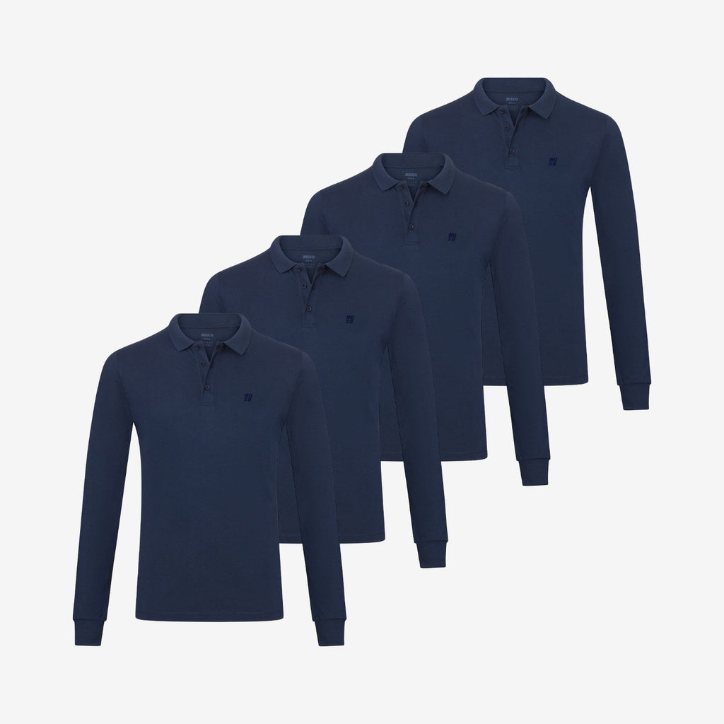 Polo a maniche lunghe in Bambù pack da 4